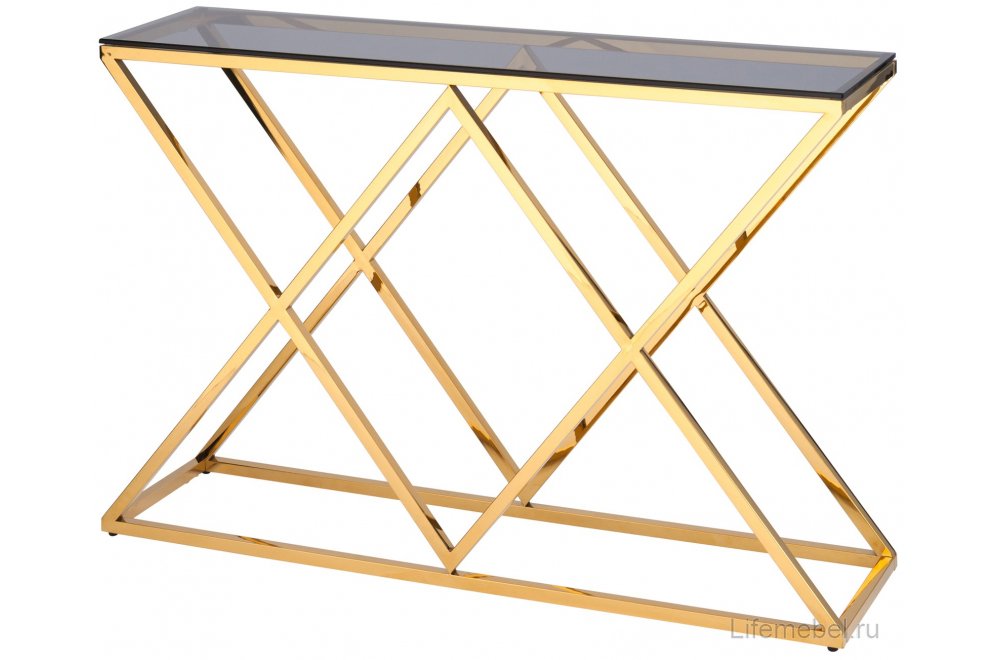 Консоль Президиум стекло smoke / сталь золото