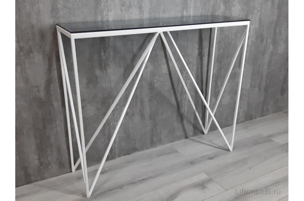 Консольный стол Akur Loft Cary белый / тонированное стекло