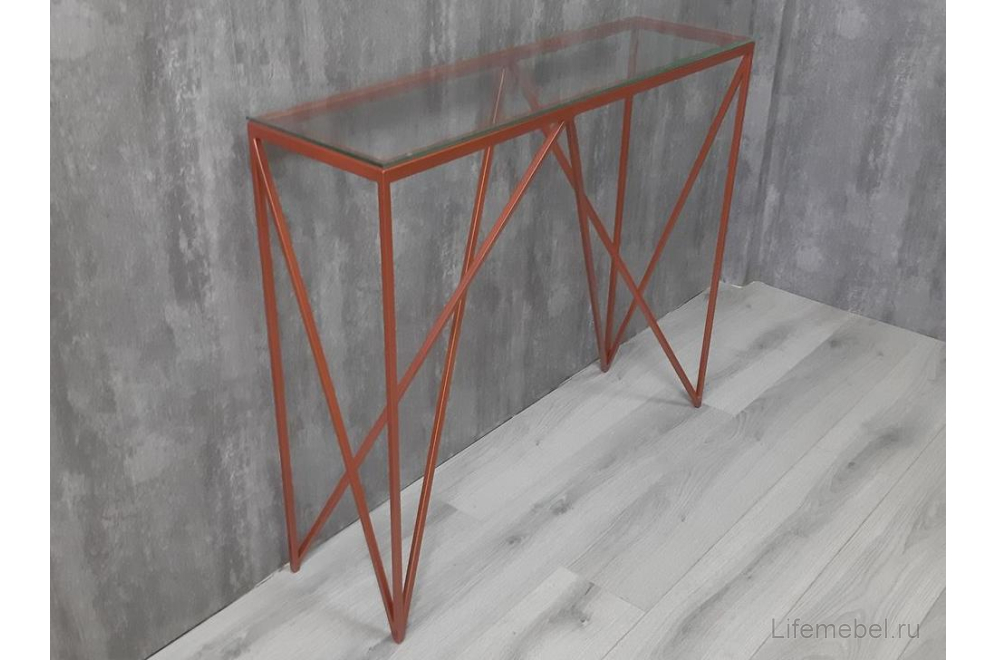 Консольный стол Akur Loft Cary медь / прозрачное стекло
