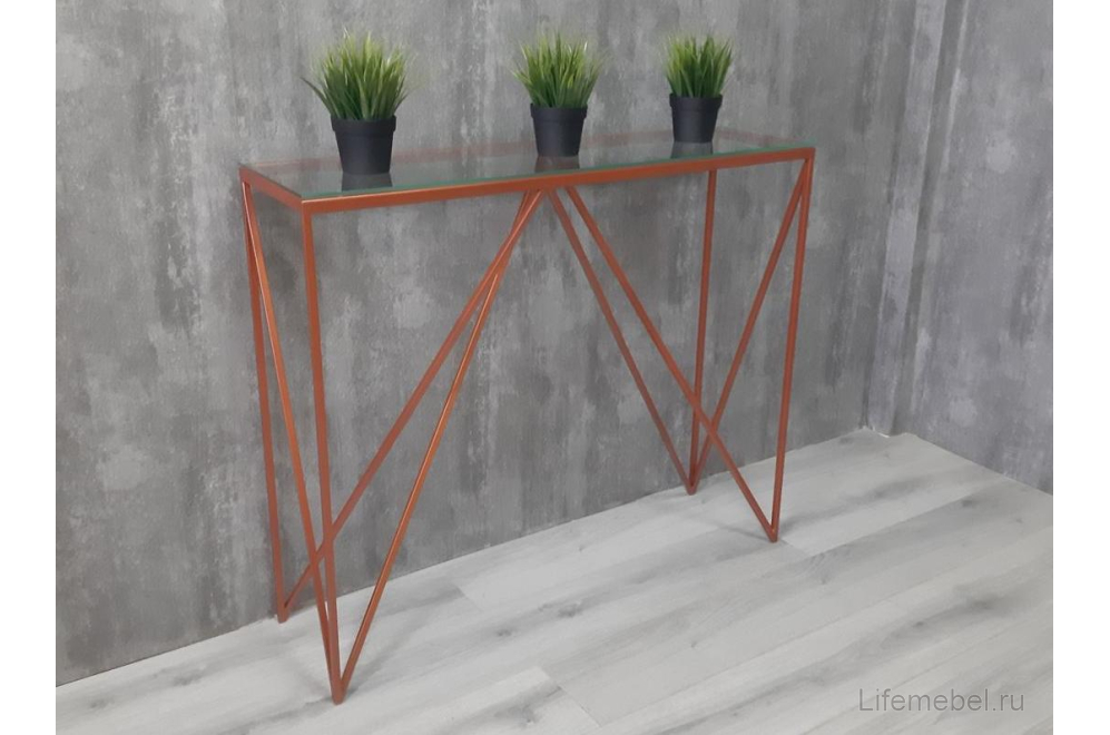 Консольный стол Akur Loft Cary медь / прозрачное стекло