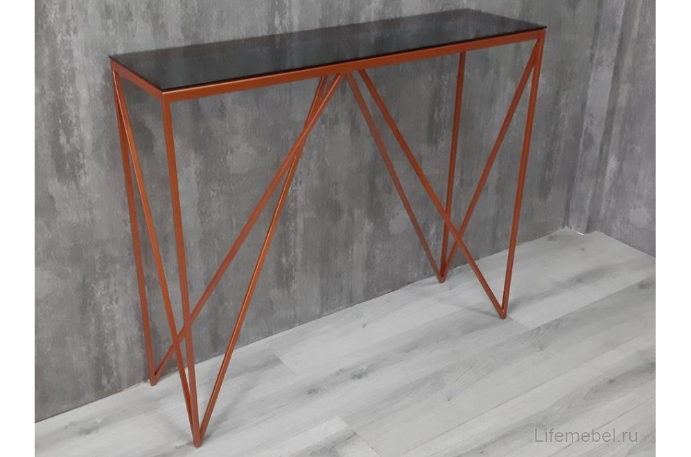 Консольный стол Akur Loft Cary медь / тонированное стекло