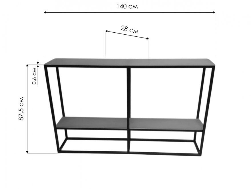 Консольный столик Akur Loft Chelsea черный / тонированное стекло