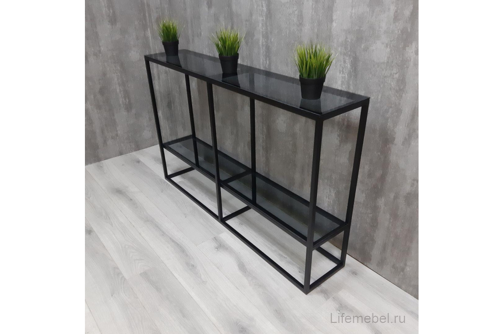 Консольный столик Akur Loft Chelsea черный / тонированное стекло