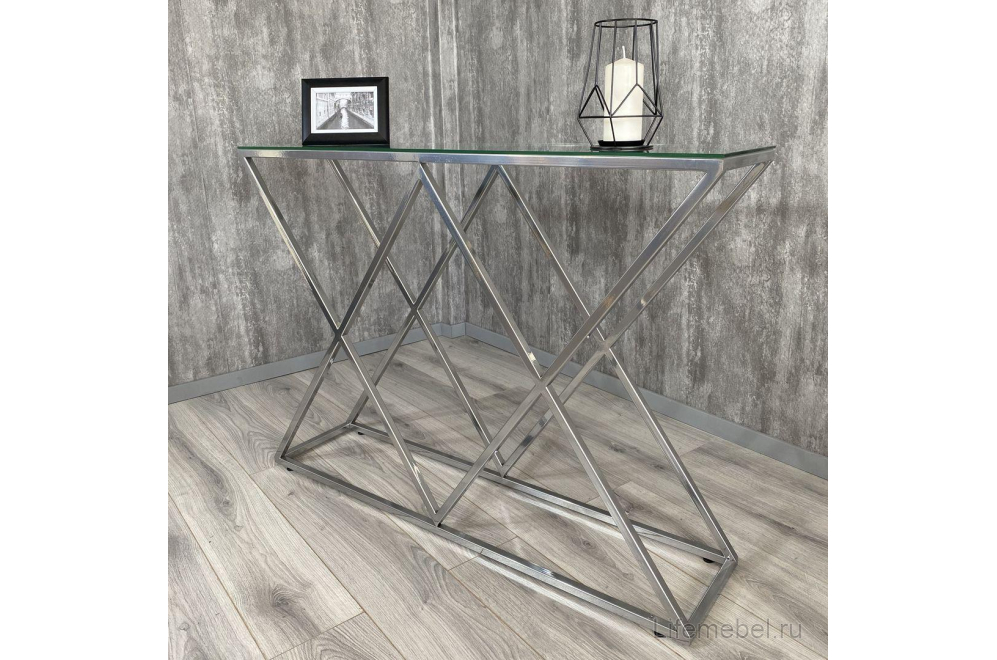 Консольный столик Akur Loft Geneva хром / прозрачное стекло