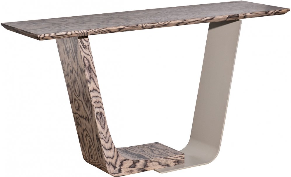 Консольный столик Зебрано бежево-коричневый / хром