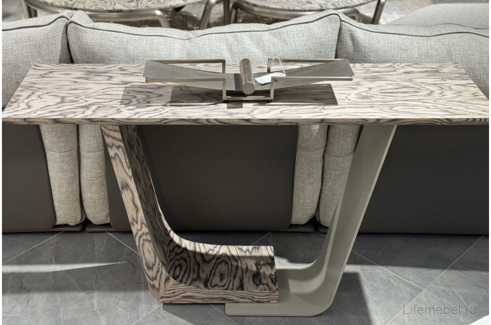 Консольный столик Зебрано бежево-коричневый / хром