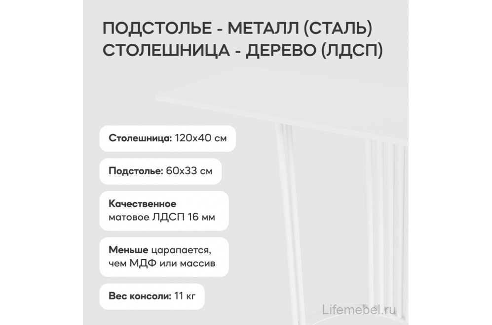 Консольный столик Violur 40x75x120 белый