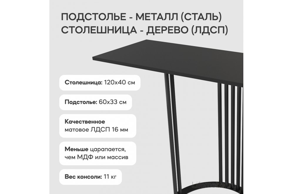 Консольный столик Violur 40x75x120 черный