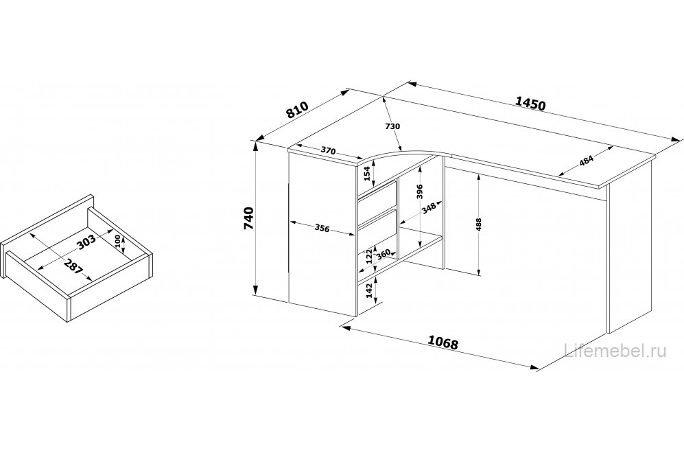 Письменный стол СПм-25 левый дуб сонома
