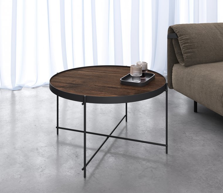 Стол журнальный круглый MAGIC (600*600*450) NEW graphit/черный