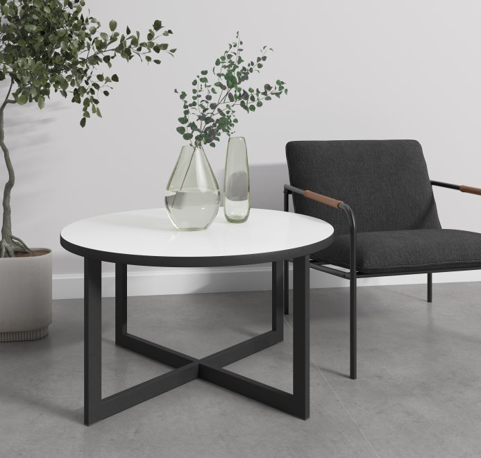 Стол журнальный круглый RIM (800*800*450) NEW mokko/черный