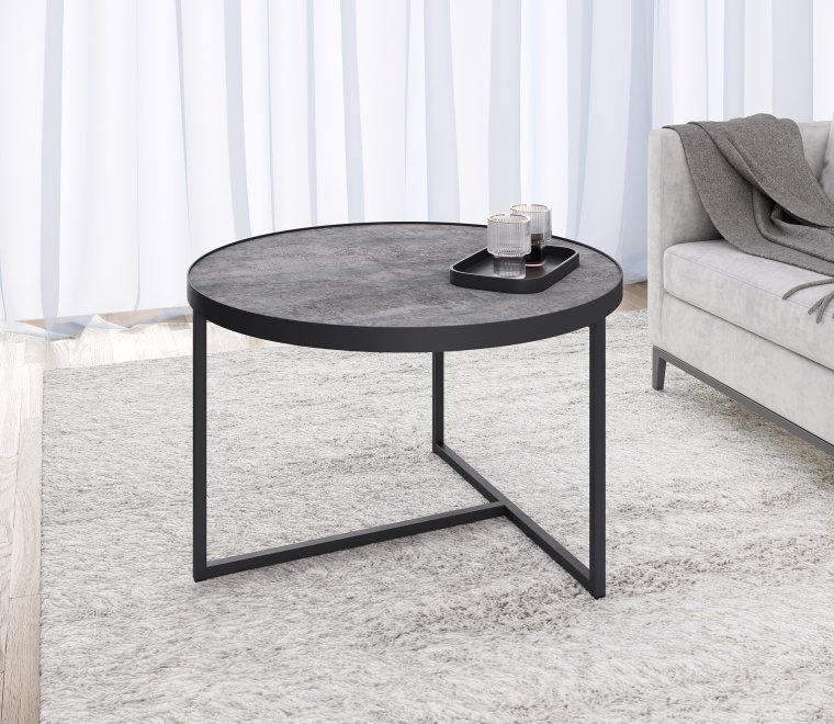 Стол журнальный круглый ROUND (600*600*450) teakwood/черный