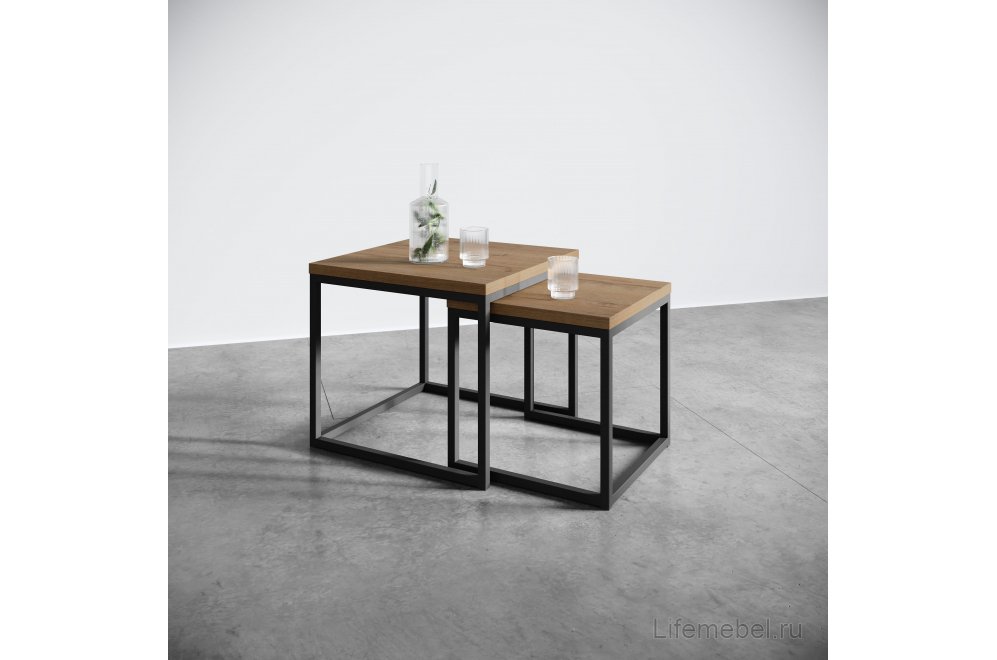 Стол журнальный квадратный маленький SMALL LOGIC (400*400*400) teakwood/черный