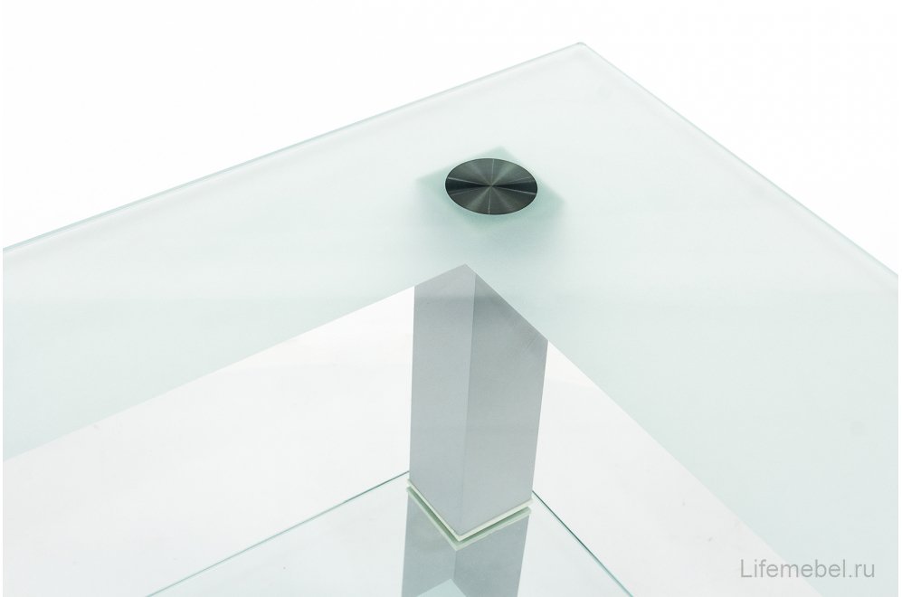 Журнальный стол Кристалл 2 алюминий / прозрачное стекло
