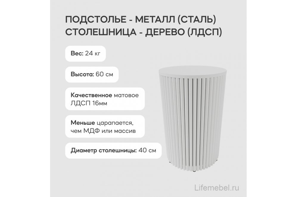 Журнальный столик Trubis Wood 40x60x40 белый