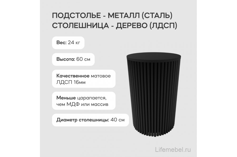 Журнальный столик Trubis Wood 40x60x40 черный