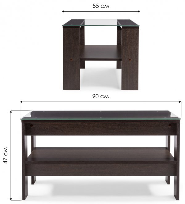 Журнальный стол Хай-тек 2 со стеклом венге