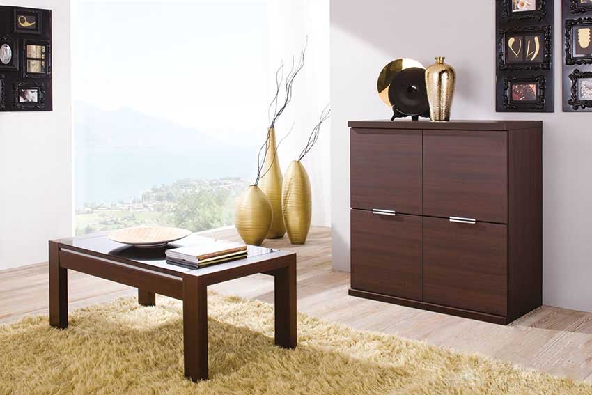 Журнальный стол M1302 со стеклом венге / черный