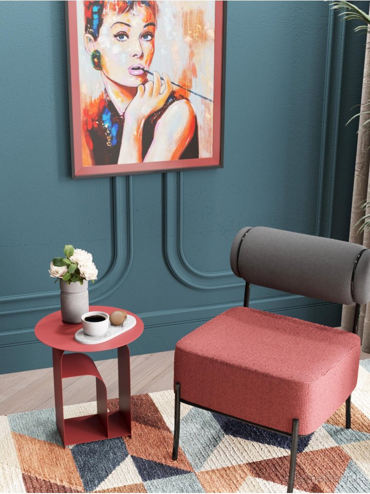 Журнальный столик Мэлвуд металл бордовый