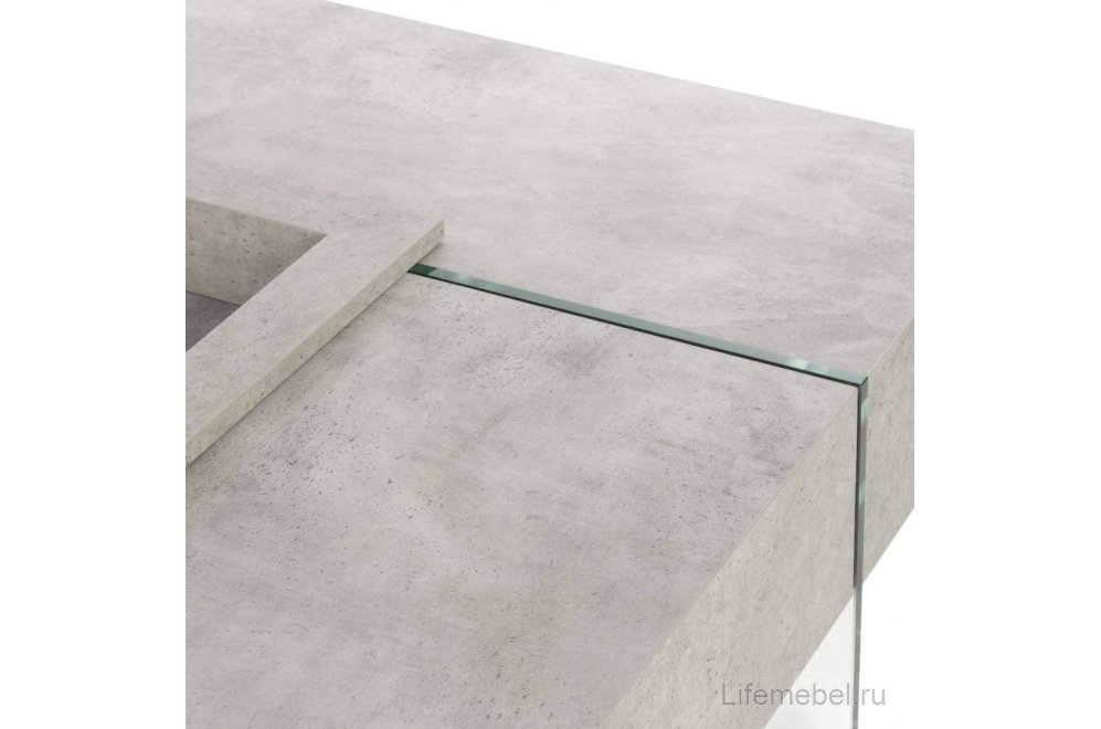 Журнальный столик Beton 119х119 серый / прозрачный