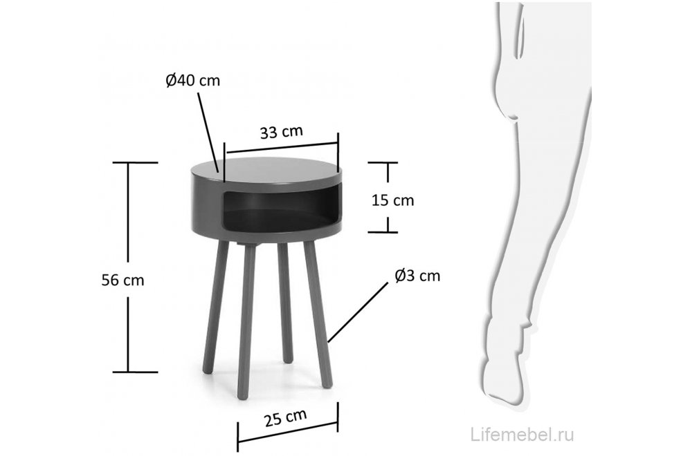 Журнальный столик Bruk с полкой серый