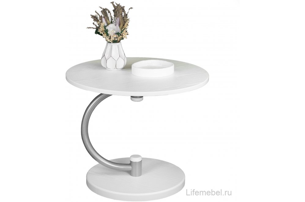 Журнальный столик Дуэт 13 металлик / белый