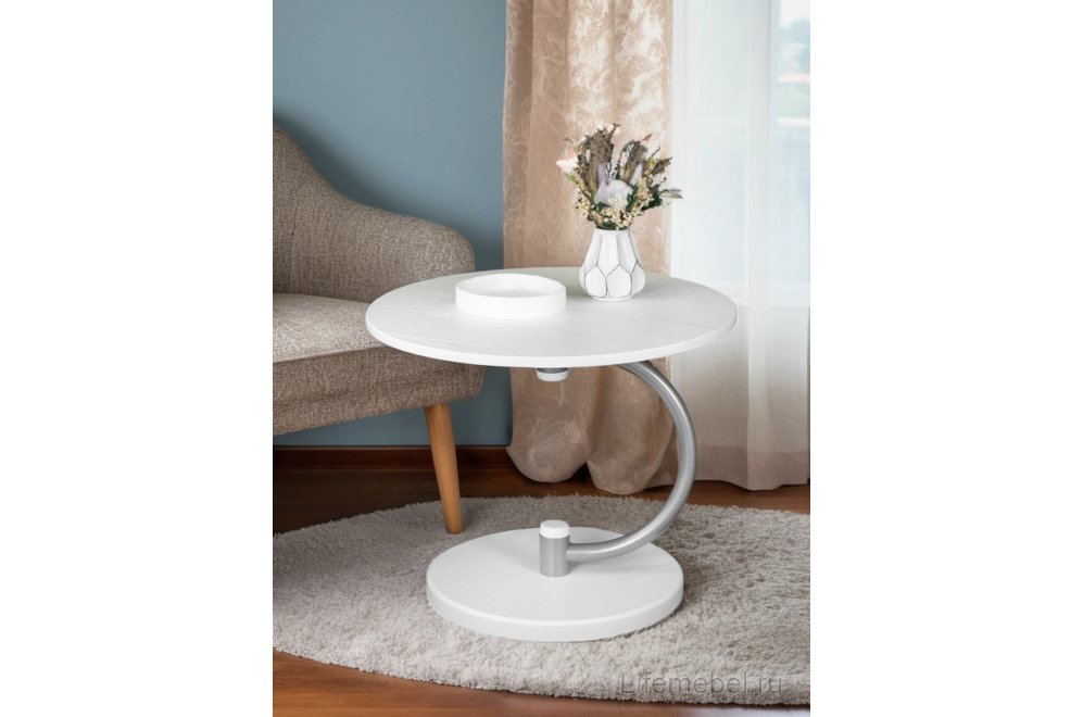 Журнальный столик Дуэт 13 металлик / белый