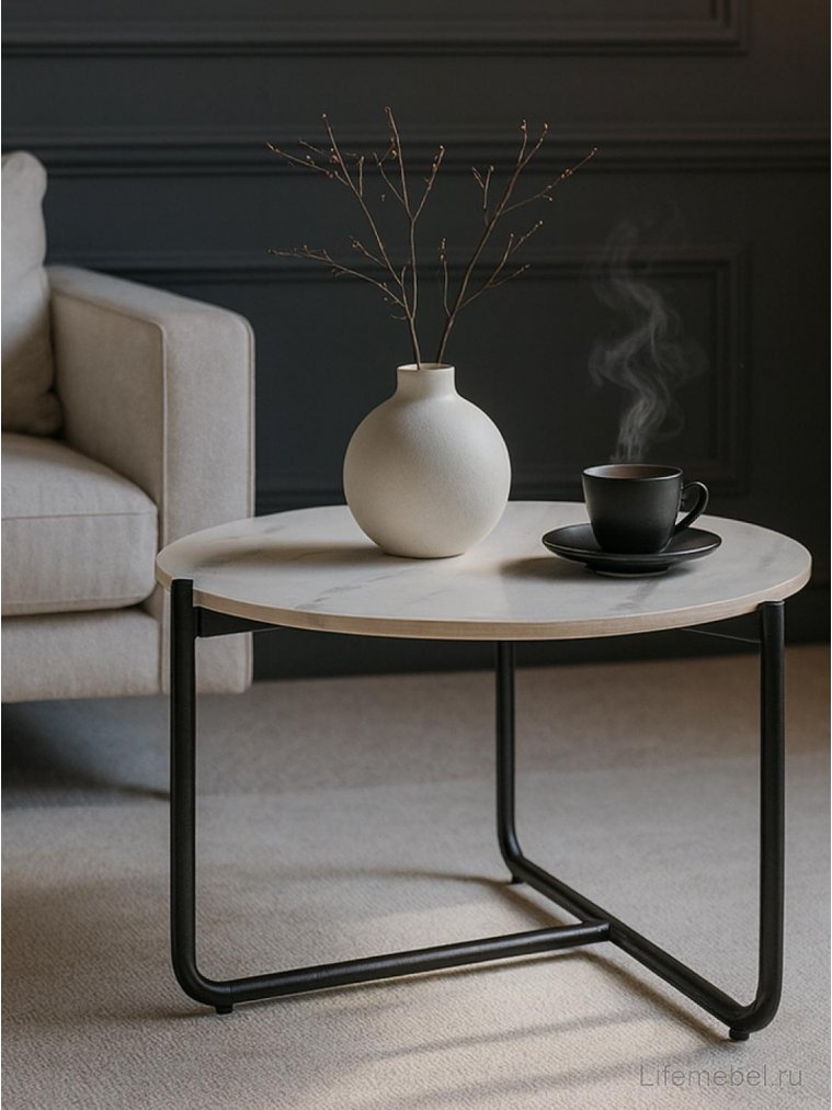 Журнальный столик Acuna белый агломерат