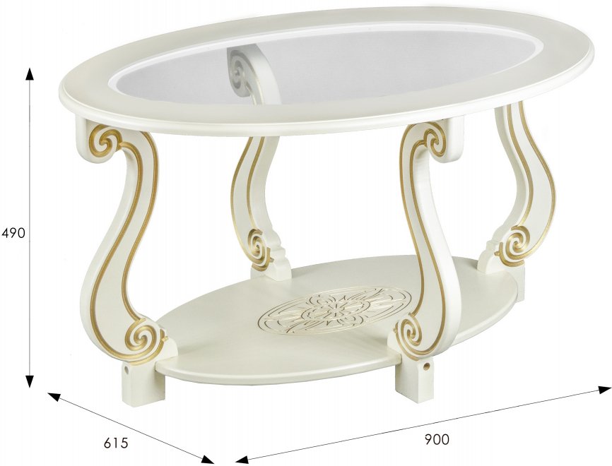 Журнальный столик Овация слоновая кость / золото