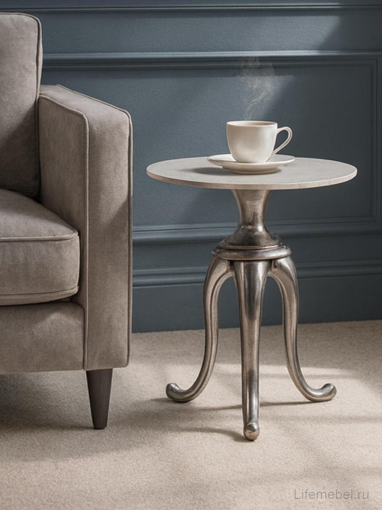 Журнальный столик Snake белый / хром