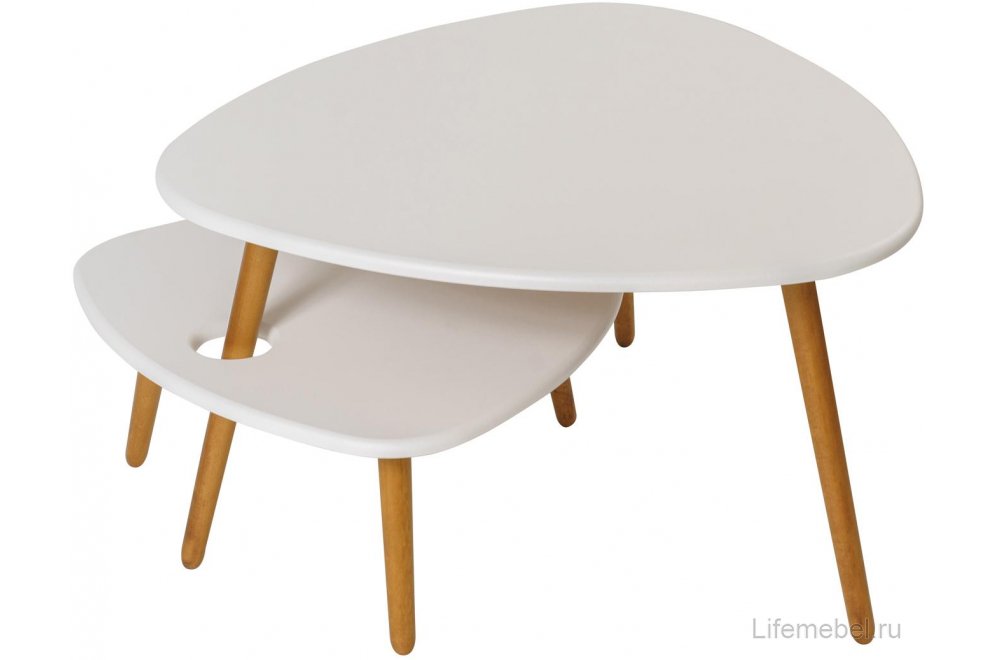 Комплект столиков Стилгрей белый / дуб светлый