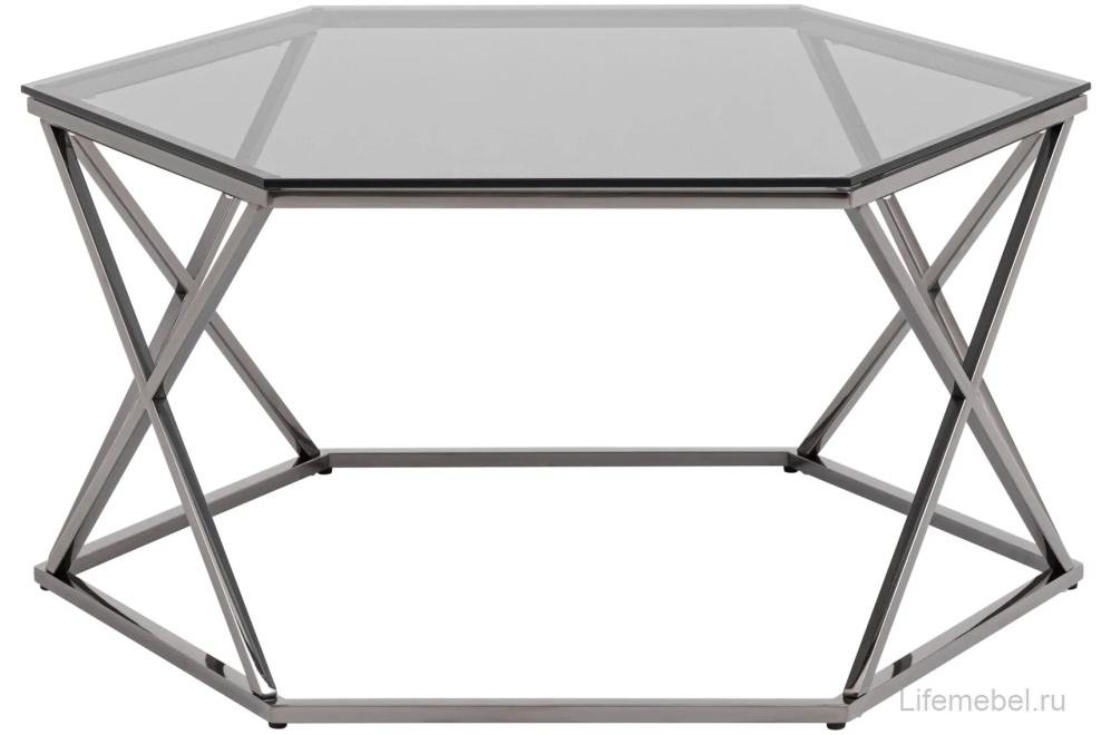 Журнальный столик Том 93х80 стекло smoke / сталь темный хром