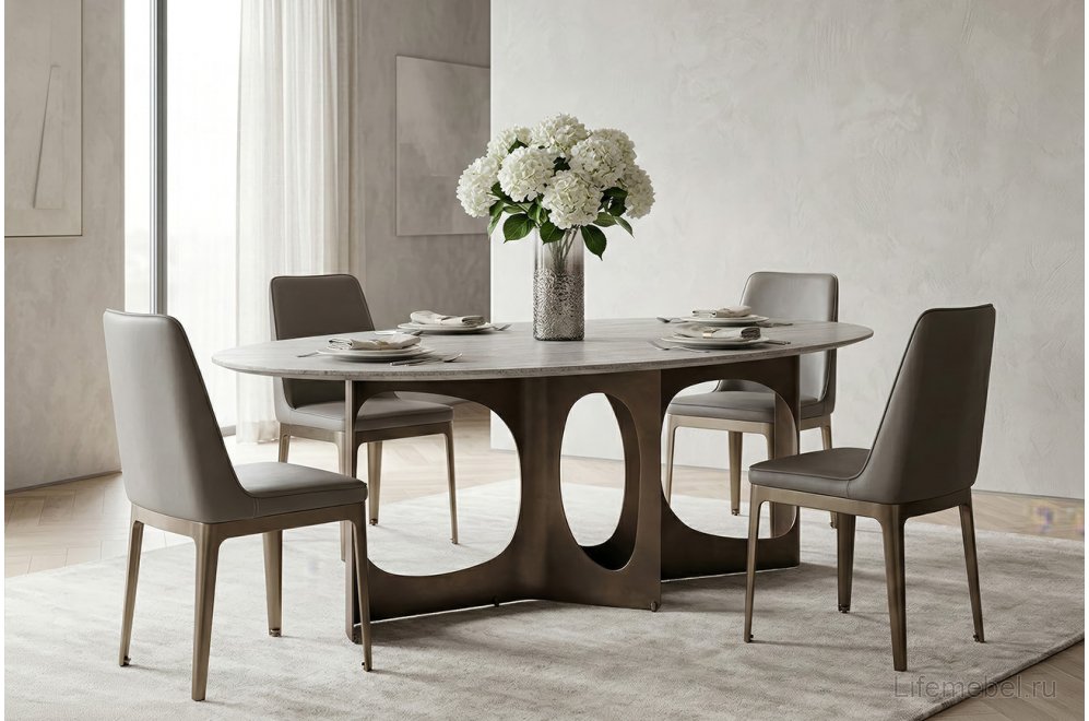 Журнальный столик Травертин 120 серый / черный