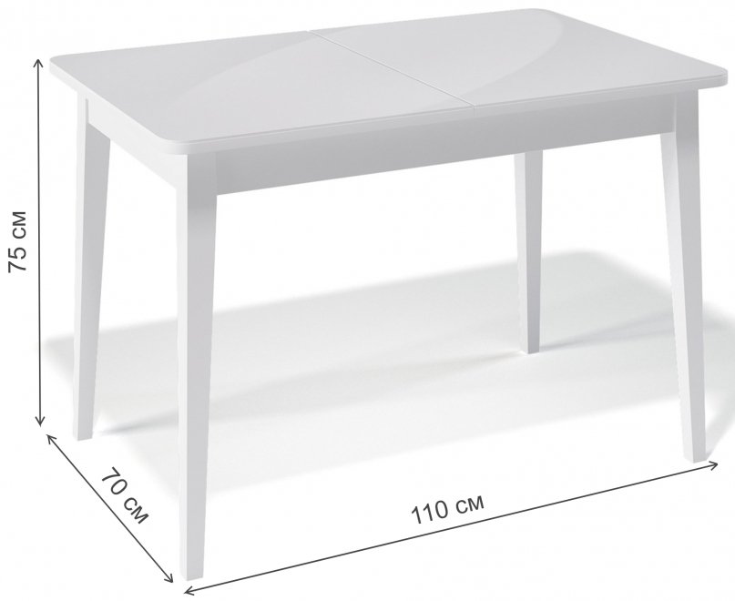 Деревянный стол 1100M белый / белый глянец