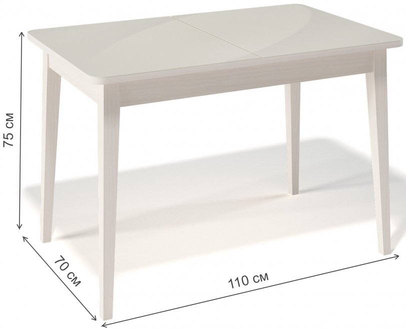 Деревянный стол 1100M крем / крем глянец