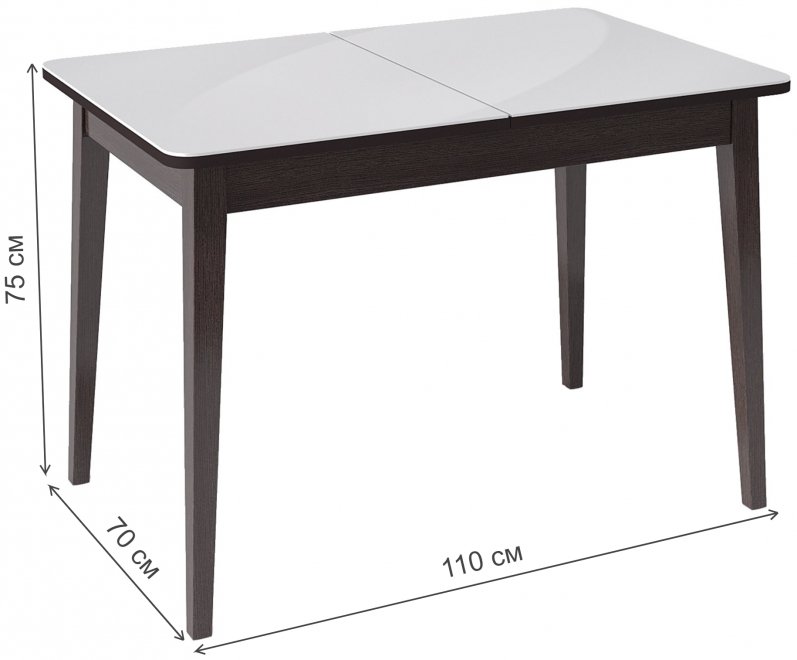 Деревянный стол 1100M венге / белый глянец