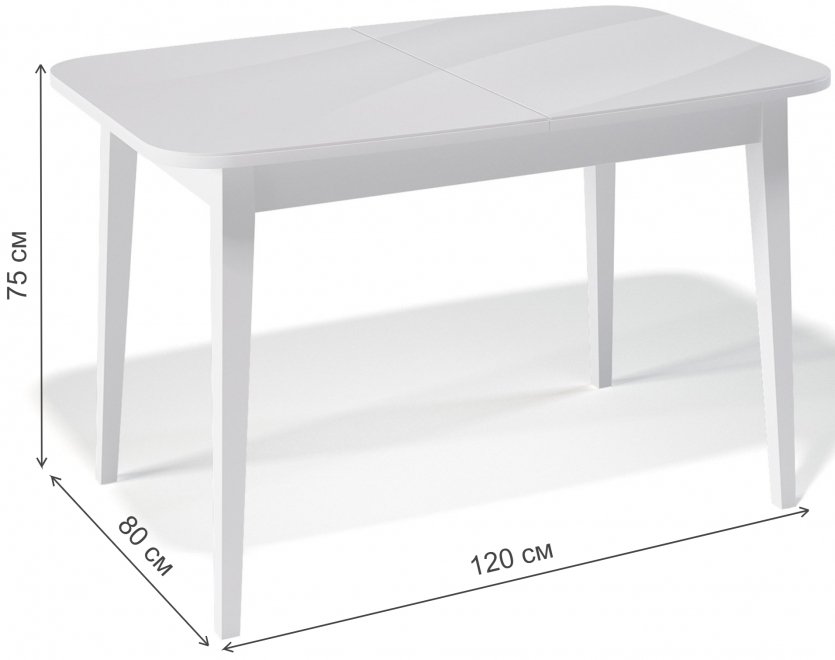 Деревянный стол 1200M белый / белый сатин