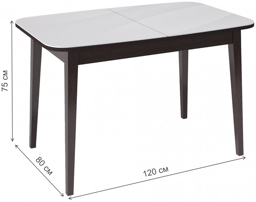 Деревянный стол 1200M венге / белый глянец