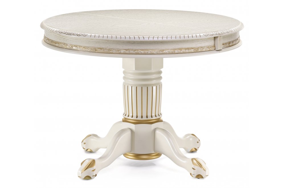 Деревянный стол Альфред крем / золотая патина