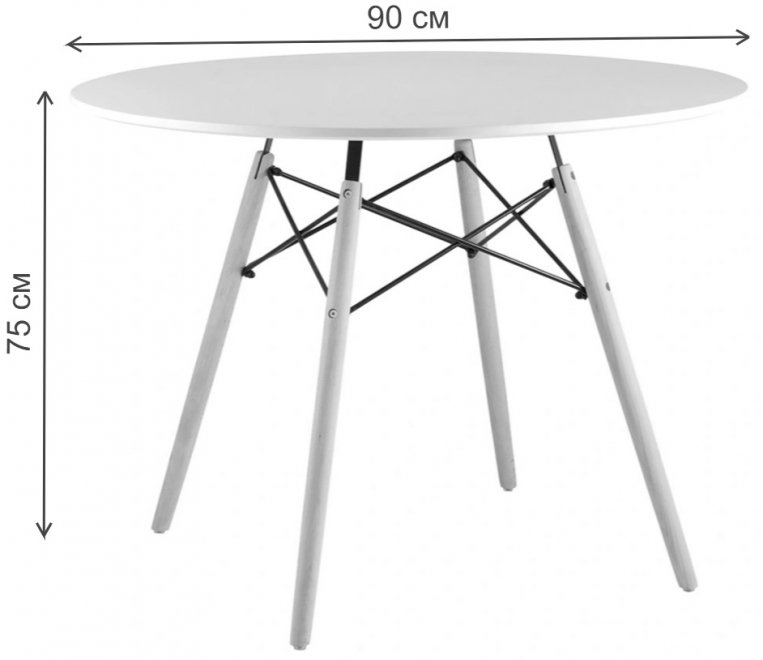 Деревянный стол Eames 90 см белый