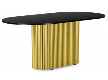 Обеденный стол Барон О 160 х 90 белая пленка шагрень / золотые ноги черный / золото