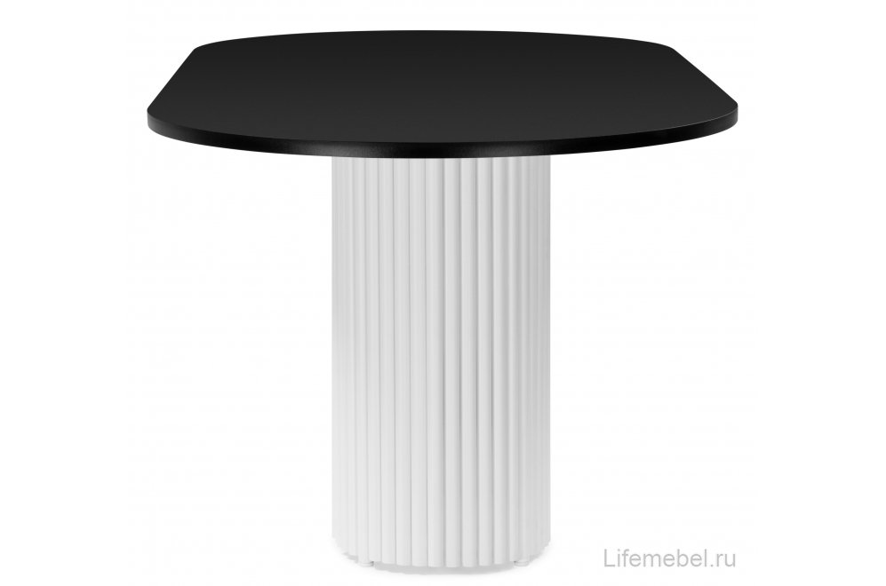 Деревянный стол Барон О 200 х 90 черная пленка шагрень / белый