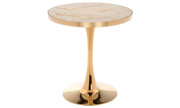 Деревянный обеденный стол Dorian 70x75 бежевый / золотой