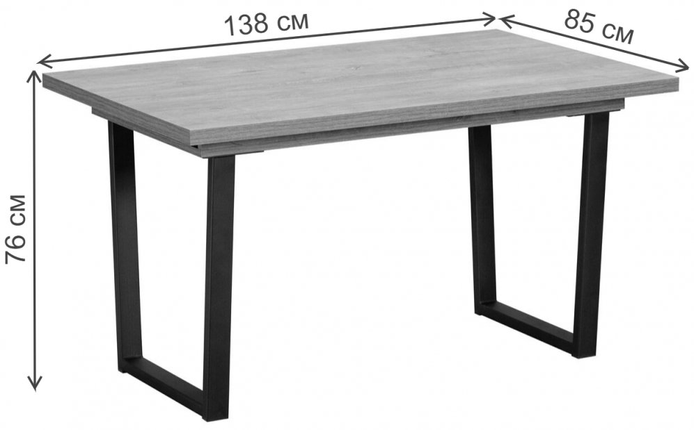 Деревянный стол Jack бетон портленд / черный