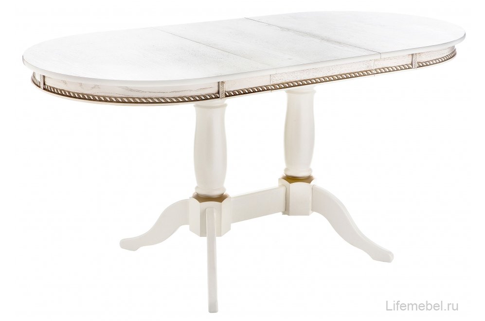 Деревянный стол Кантри 120 молочный / золотая патина