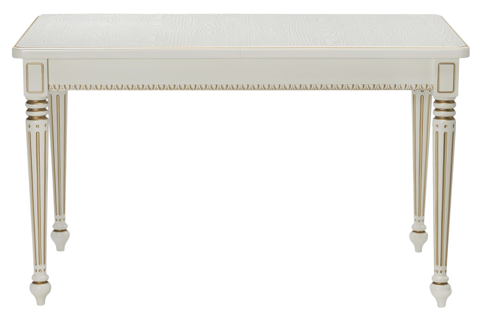 Деревянный стол Леджер слоновая кость / патина золото