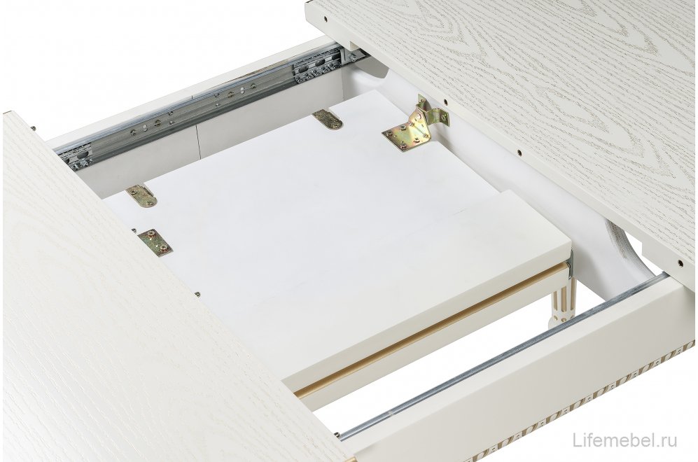 Деревянный стол Леджер слоновая кость / патина золото