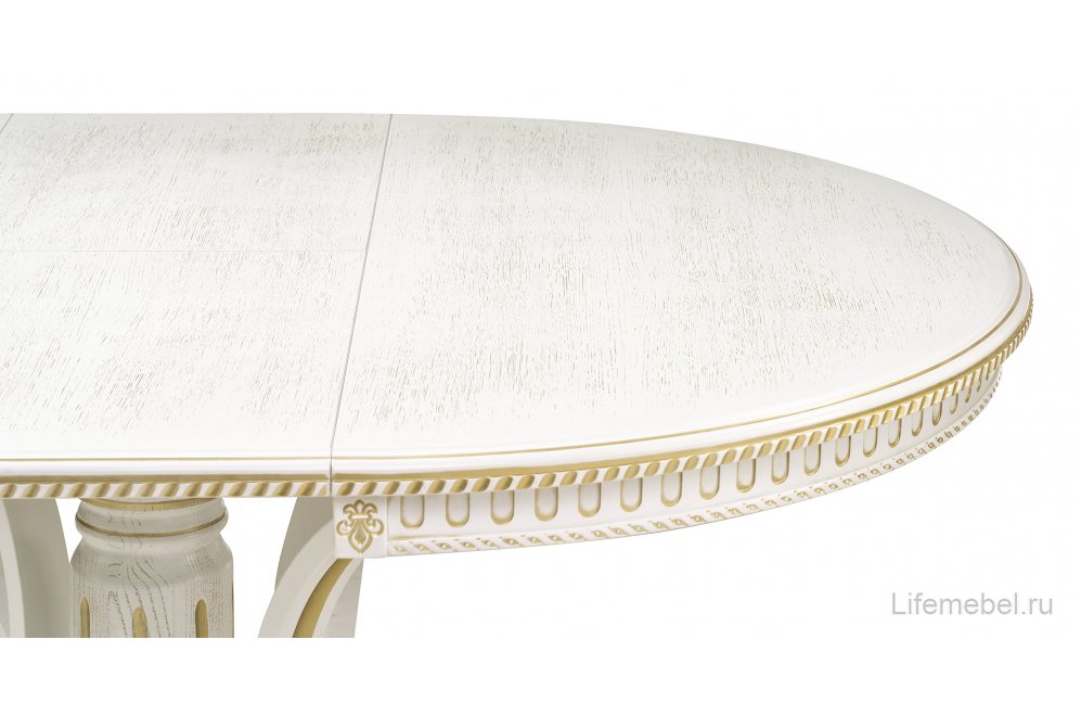 Деревянный стол Нозеан круглый белый / золото