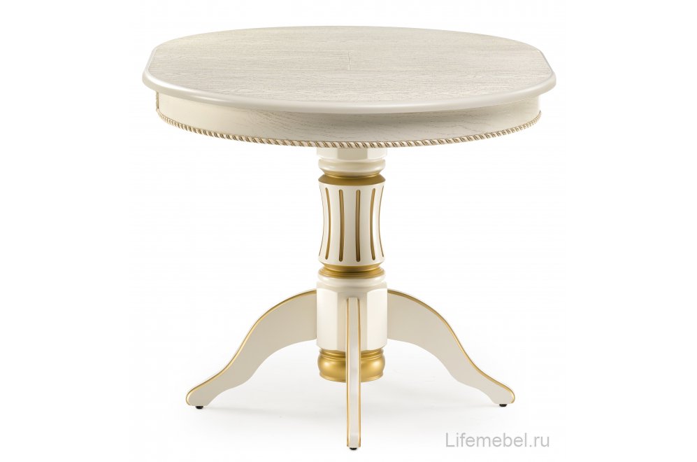 Деревянный стол Павия крем / золотая патина