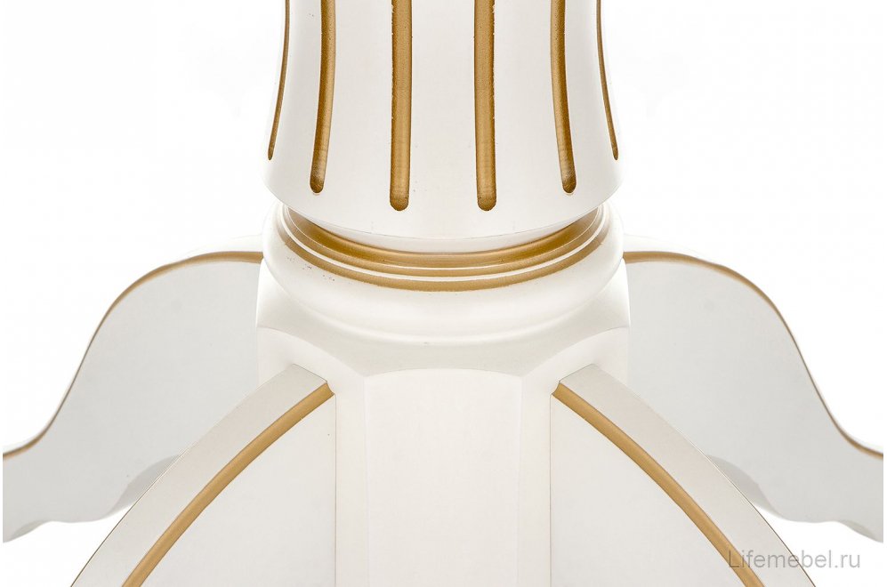 Деревянный стол Павия молочный / золото патина
